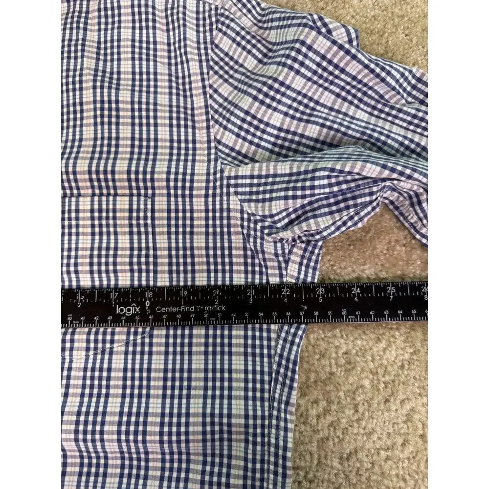 J. Crew Factory Slim Fit Tailored Button Down Plaid Shirt Blue Gray Large D836